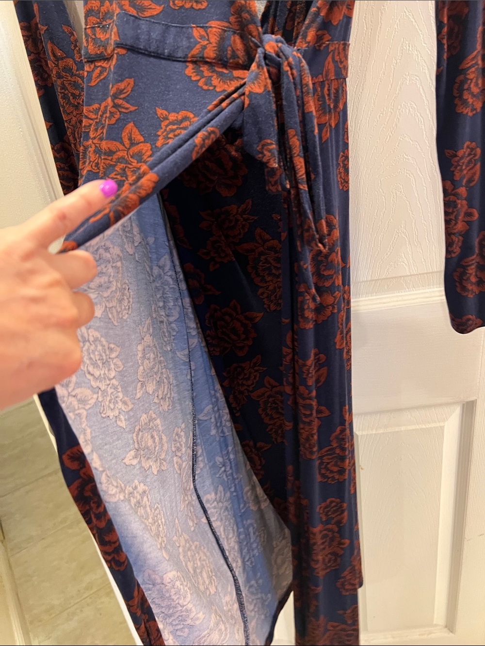Forever 21 Navy Wrap Dress with Rust Floral Print - Picture 5 of 7